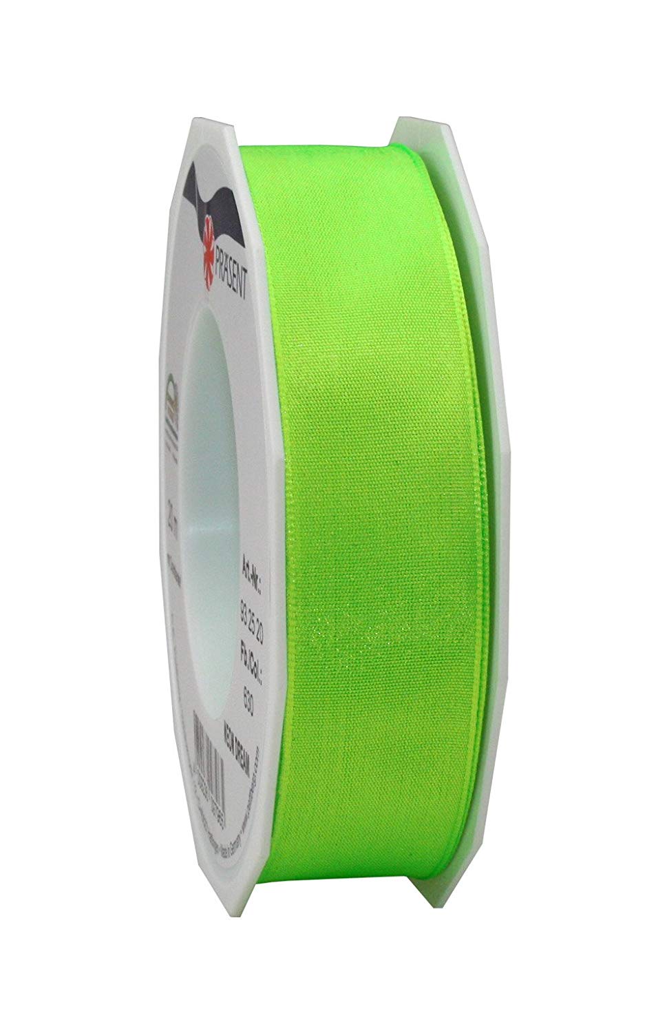 C.E. Pattberg NEON DREAM Wired Edge Taffeta Ribbon in lime (green), 22 Yards Bow Ribbon for Colourful Presents 1 inch width