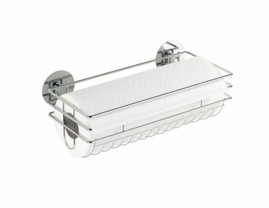 WENKO 5631100 Turbo-Loc kitchen roll holder - fixing without drilling, Chrome plated metal, 29 x 11 x 14.5 cm, Silver shiny - Image 2