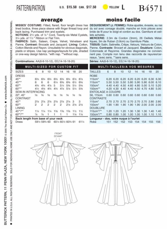 Butterick Patterns Women's Medieval Dress Renaissance Fair Costume Sewing Pattern, Sizes 14-20 - Image 3