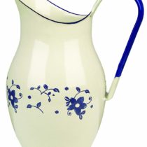 IBILI Pitcher Sena Belly Shaped 2,5 l of Enamelled Steel, White/Blue, 10 x 10 x 20 cm