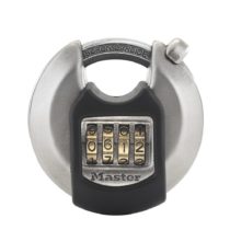 MASTER LOCK Heavy Duty Disc Padlock [Combination] [Stainless Steel] [Outdoor] M40EURDNUM - Best Used for Storage Units, Sheds, Garages, Trailers and More