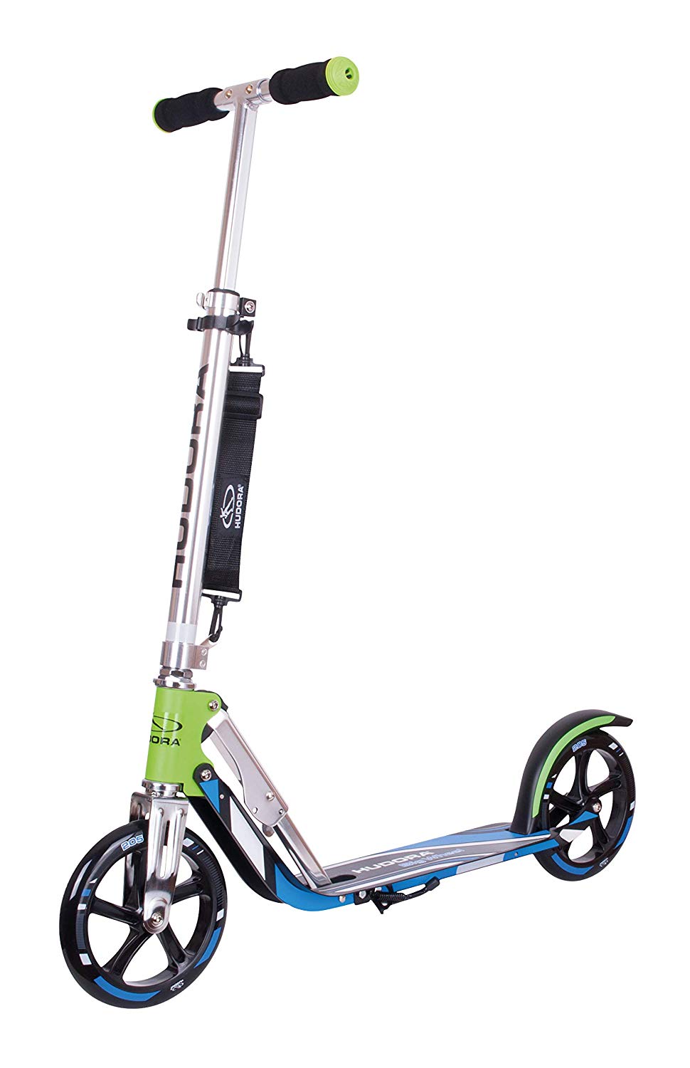 Hudora BigWheel 205 Folding City Scooter, Green/Blue