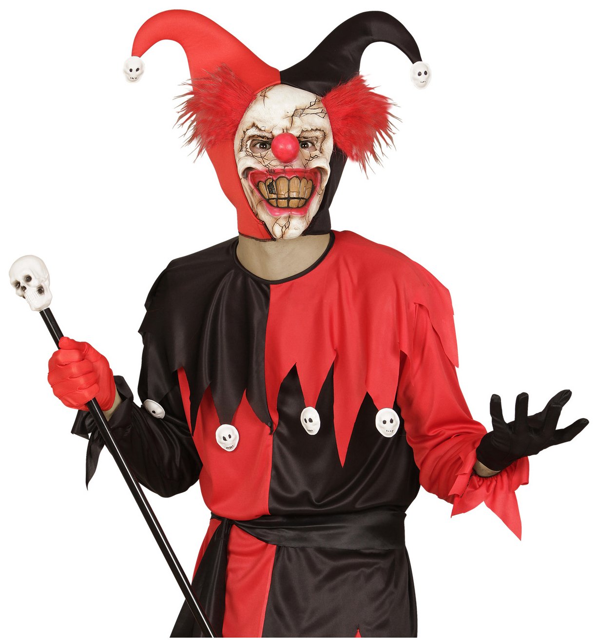Widmann Half Face Mask Killer Clown with Hair Carnival Halloween Party Costumes, Multi-coloured, standard size - Image 3