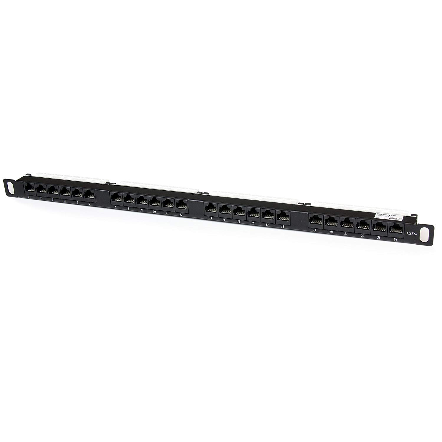 StarTech.com 24 Port 0.5U Cat5e Patch Panel, RJ45 Ethernet Rack Mount Cat 5e 110 Patch Panel