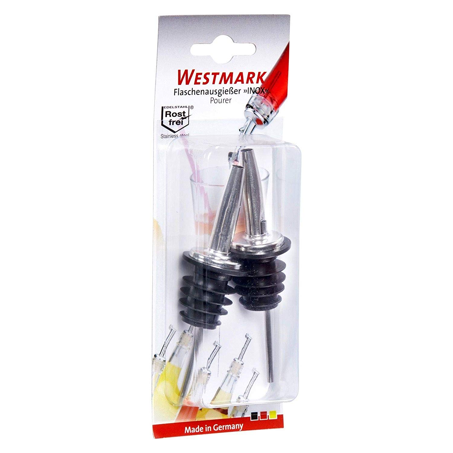 Westmark 2 Spirits/Oil/Vinegar Pourer for Bottles, with air Tube, Metal/Stainless Steel, Plastic Cork - Image 4
