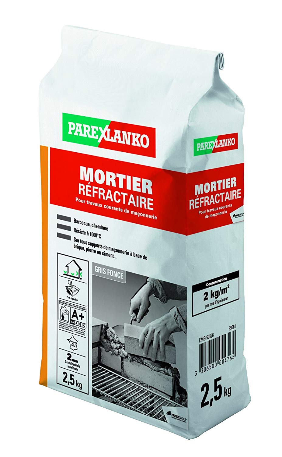 ParexGroup 2874 Mortar Fire-Proof 2.5kg, Grey, 2.5 kg (Pack of 1)