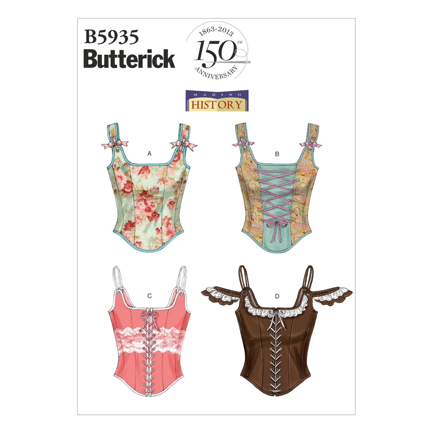 Butterick Patterns B5935 Size AX5 4 - 6 - 8 - 10 - 12 Misses' Corset, White, AX5 (4-6-8-10-12)