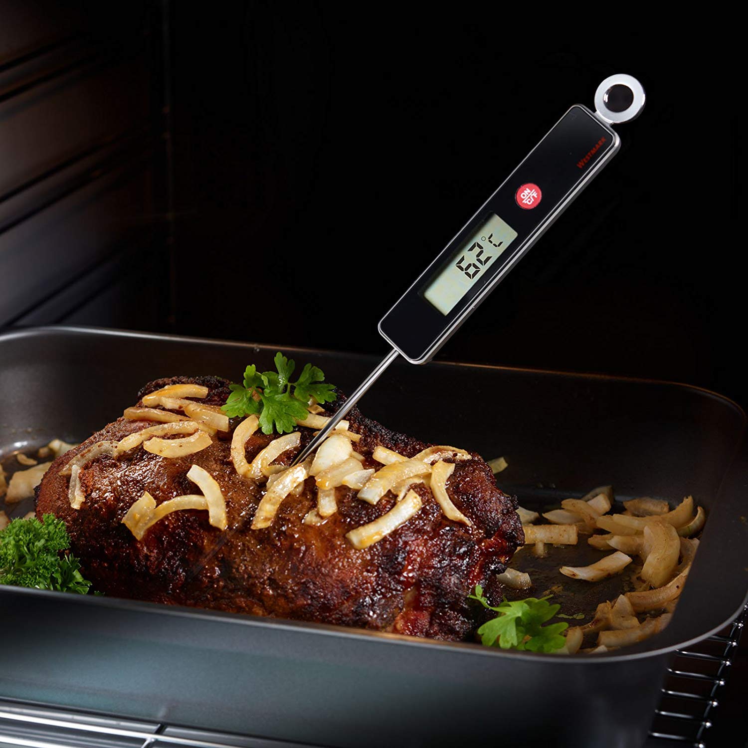 Westmark Probe Thermometer, Measuring Range: 0 °C to +200 °C/ 32 °F to +392 °F, Stainless Steel/Plastic, Silver/Black/Red, 12782280 - Image 4