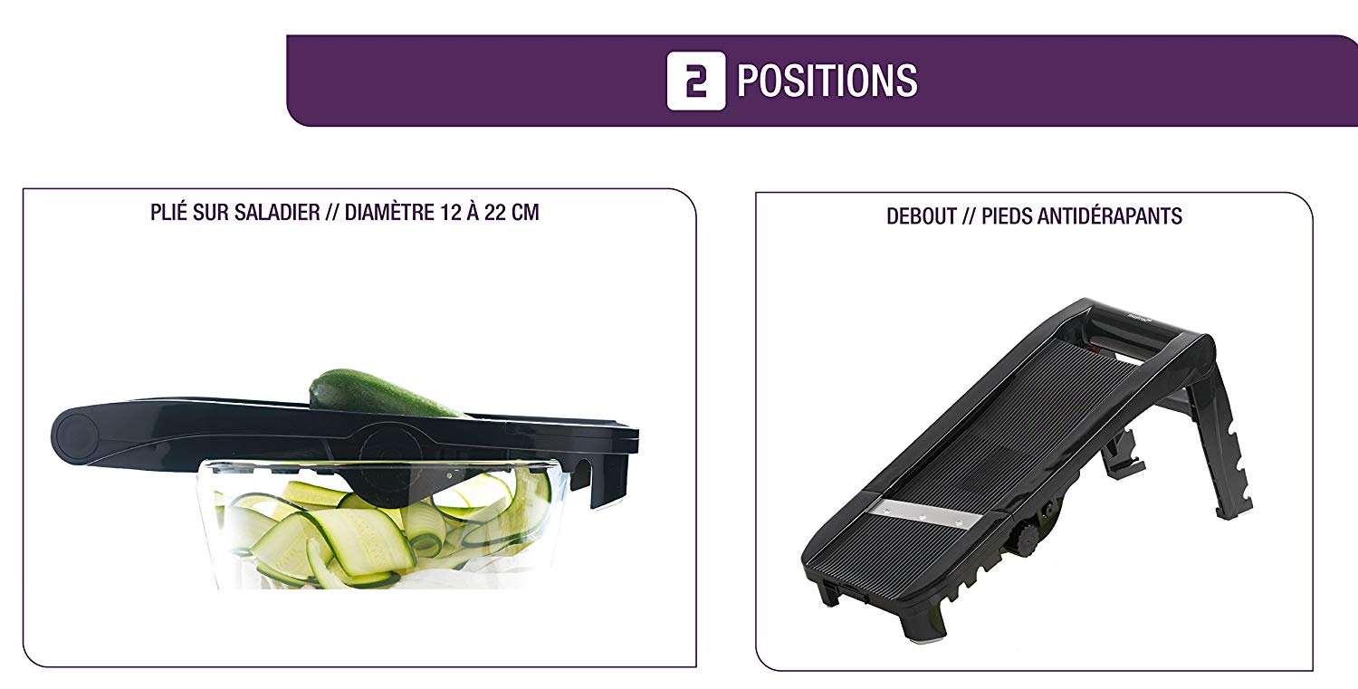 Mastrad Mandoline Slicer, 5 Interchangeable Stainless Steel Blades, Hand held, Non Slip Handle, Hand Guard - Image 4