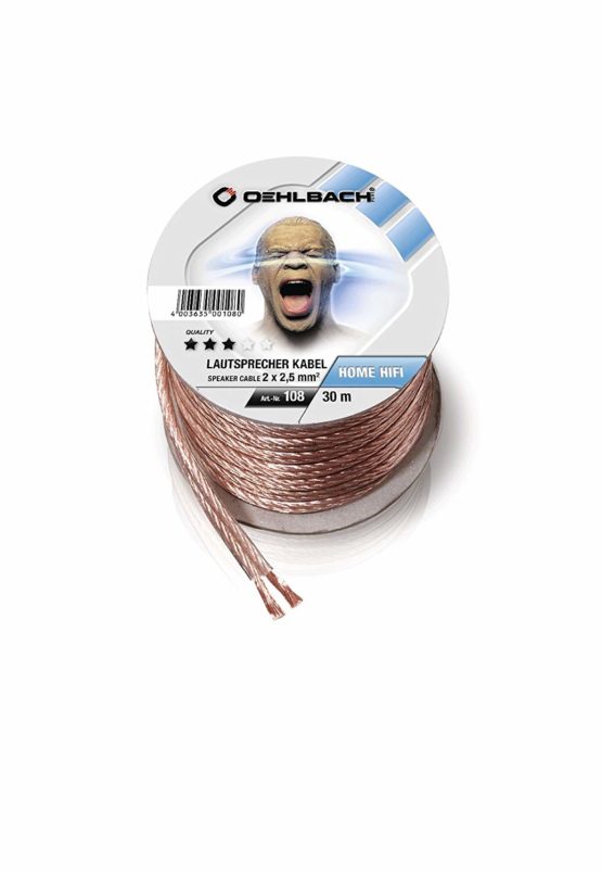 OEHLBACH Speaker Cable 2x2,50mm², 30m spool. For systems upto 120W. STAR RATING : 3.