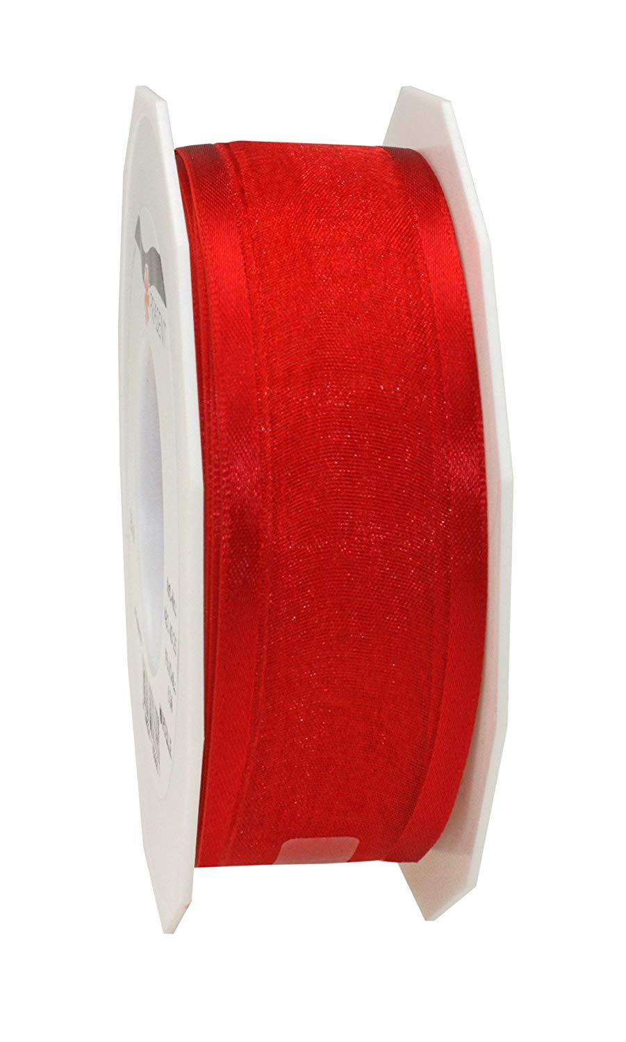 PRÄSENT - Marseille Wired Organza Ribbon Red 40 mm width, 25 m length, Light Pink, 40mm - 25m