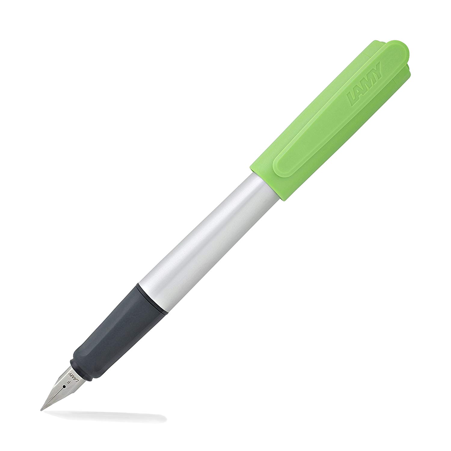 LAMY nexx lime, Fountain Pen with slip-proof grip & polished steel nib in size M, triangular aluminum body