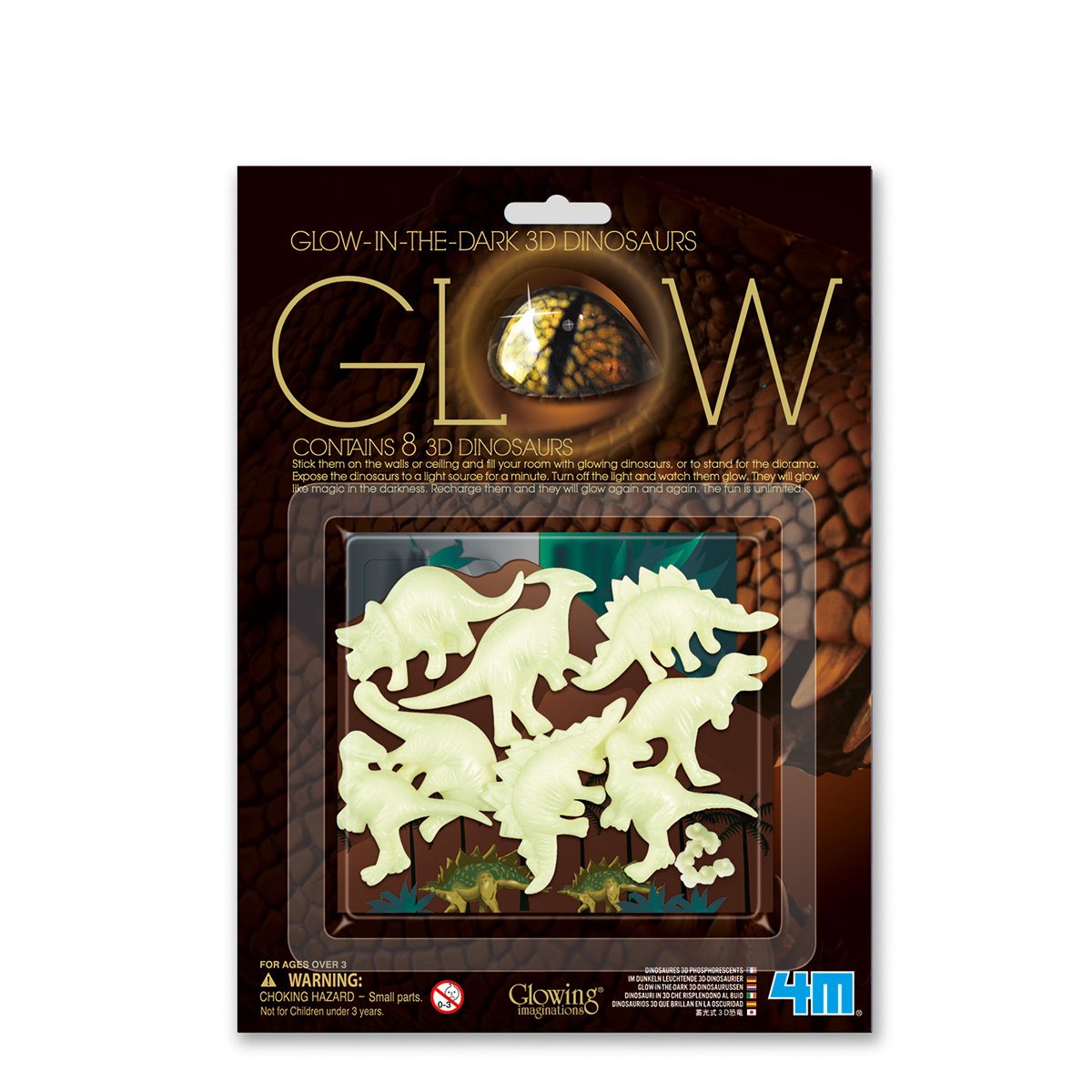 4M Glow in the Dark 3D Dinosaurs,Yellow