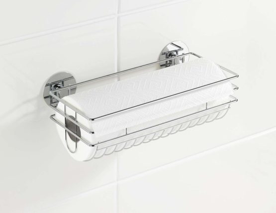 WENKO 5631100 Turbo-Loc kitchen roll holder - fixing without drilling, Chrome plated metal, 29 x 11 x 14.5 cm, Silver shiny - Image 4