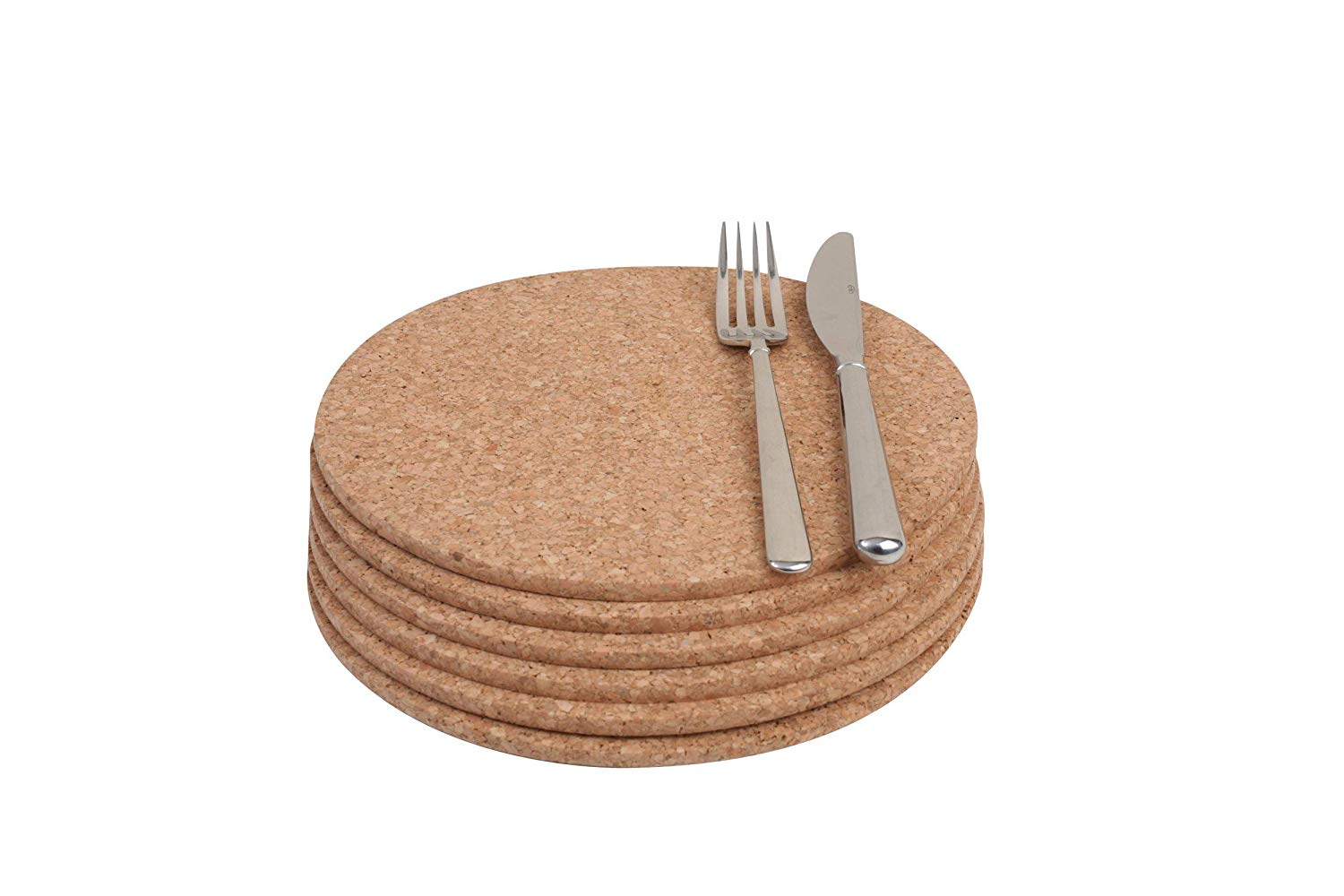 T&G 15034 FSC Certified Cork Round Table Mats/Surface Protectors, Set of 6, D220 x H6mm Brown
