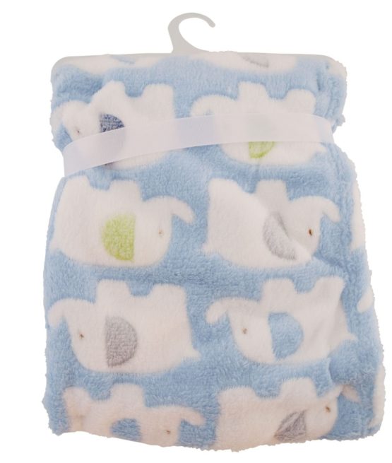 Bieco baby and children's fleece blanket elephant blue, and very cuddly, ideal as a bedspread, stroller blanket or play mat, 75 x 90cm - Image 2