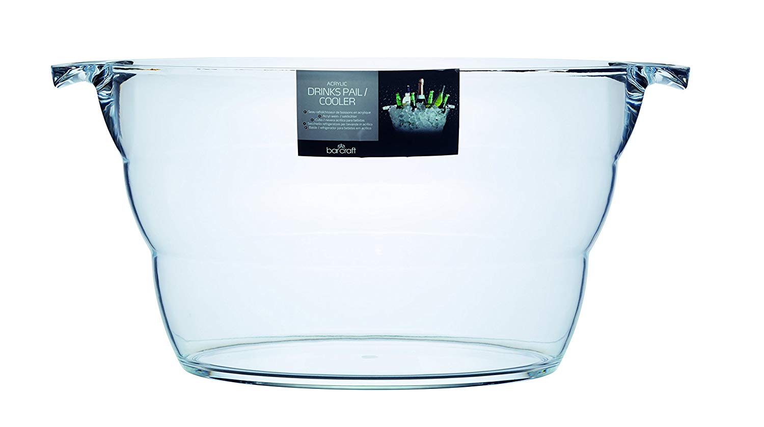 BarCraft Clear Acrylic Large Oval Drinks Bucket / Cooler, Beer, Drinks and Wine Cooler, 10 Litres, Transparent - Image 2