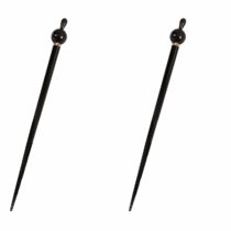CARAVAN Decorated Wooden Chop Stick with Black Bead Topped and Stone Roundel of Swarovski in Pair