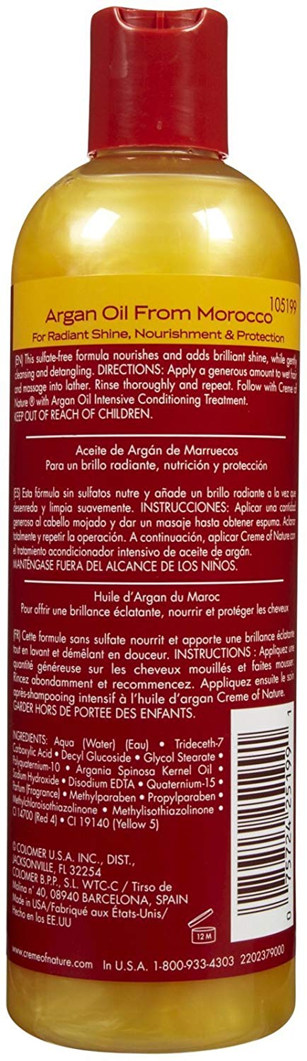 Creme of Nature Argan Oil From Morocco Moisture & Shine Sulfate-Free Shampoo, 354 ml, Yellow, 354 ml (Pack of 1) - Image 2