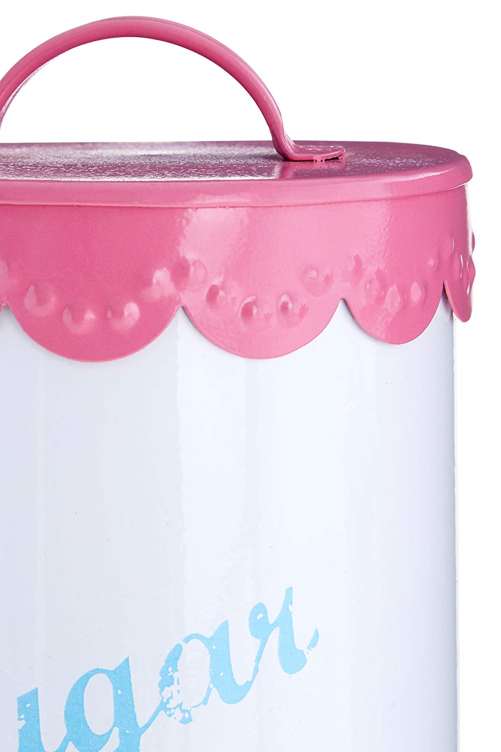 Premier Housewares Lace Tea, Coffee and Sugar Canisters - Set of 3, Pink, 11 x 11 x 13 cm - Image 3
