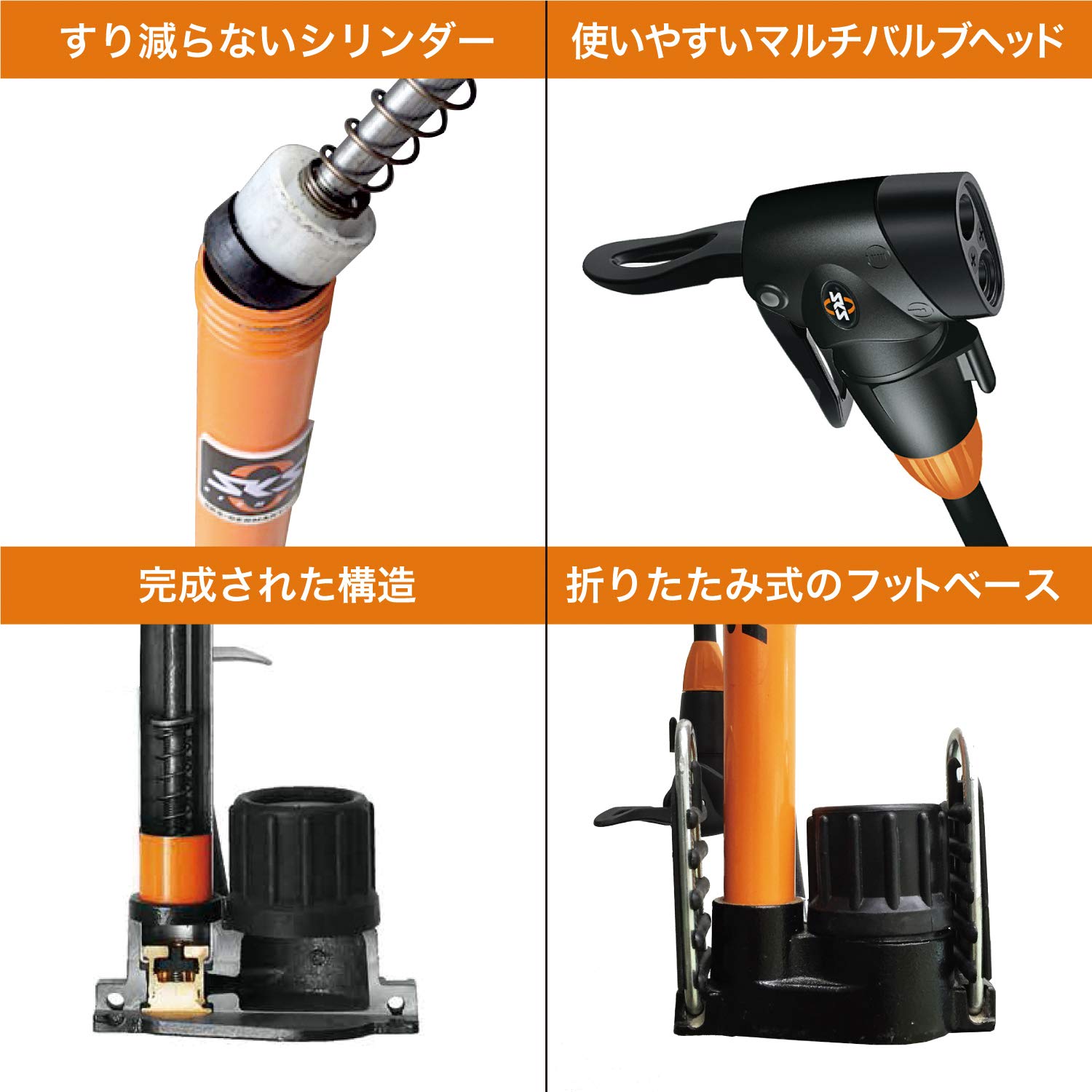 SKS Rennkompressor Floor Pump: MV Head, Orange/Black - Image 2
