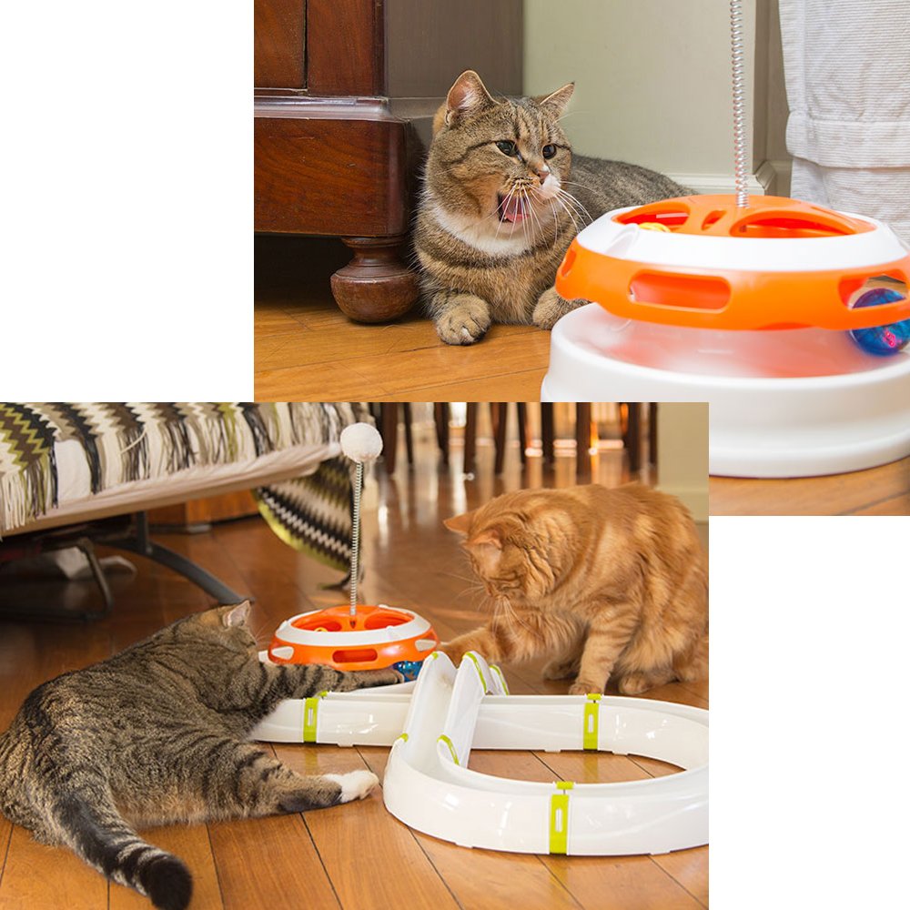 Ferplast VERTIGO Interactive Cat Toy, Teaser Pet Toy with Soft Toy and 2 Balls Included - Image 3