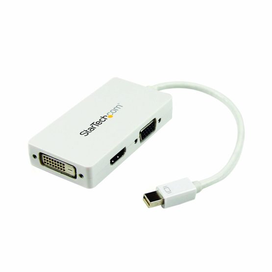 StarTech Travel A/V Adapter: 3-in-1 Mini DisplayPort to VGA DVI or HDMI Converter - White (MDP2VGDVHDW)