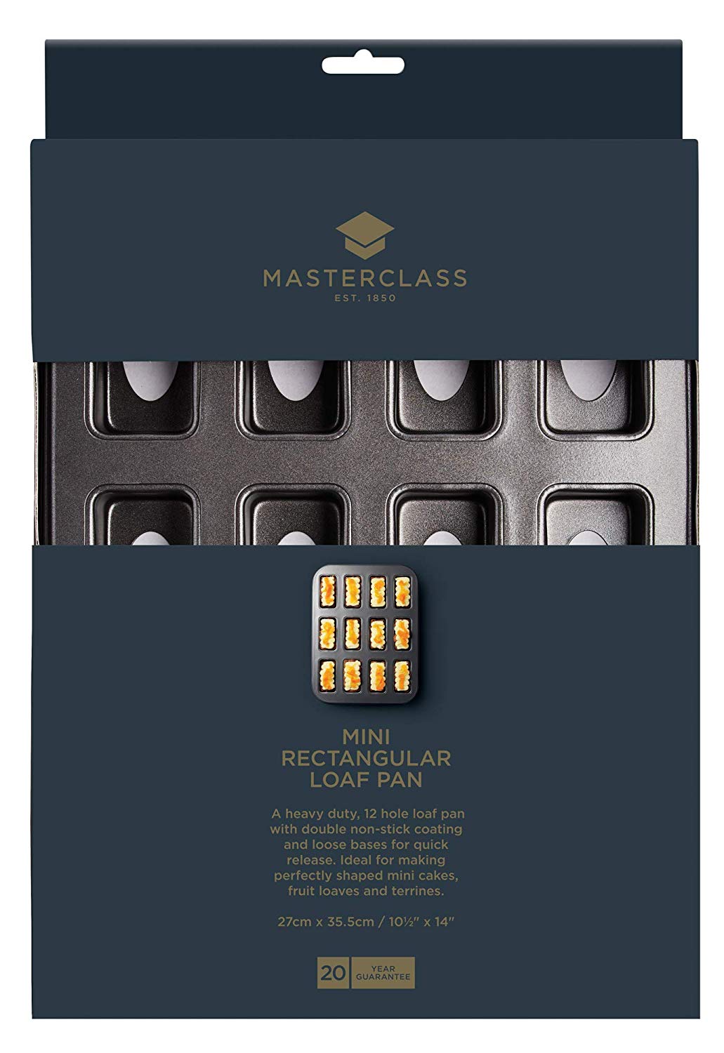 MasterClass Mini Loaf Tin with Loose Bases and PTFE, PFOA and BPA Free Non Stick, 12 Holes Robust 1 mm Carbon Steel - Image 2