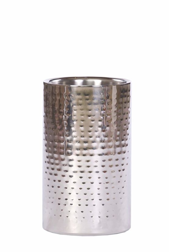 Epicurean Hammered Steel Elegant Straight Wine Cooler, Silver, Stainless, 12 x 12 x 20 cm