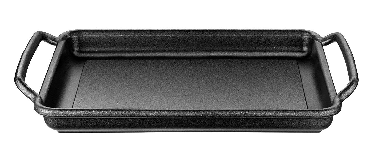 Monix Solid+ Cast Aluminium Non-Stick Flat Hot Plate, 40 cm, Black, 19.7 x 27 x 3.8 cm