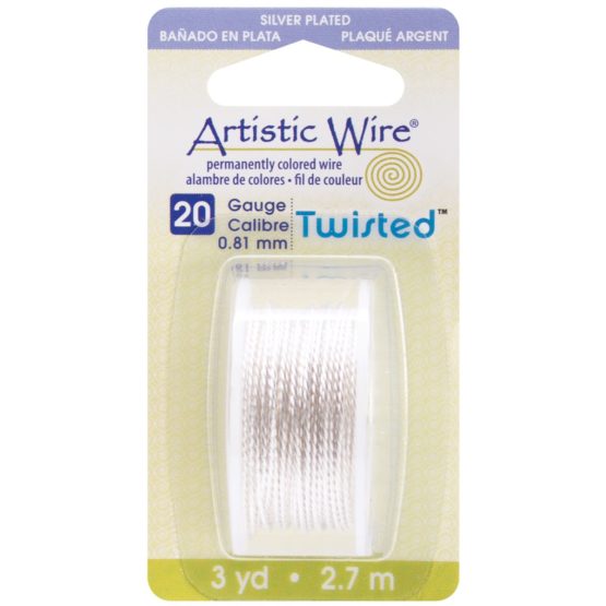 Beadalon Artistic Wire Twisted-Silver-20 Gauge, 3yd, Tarnish Resistant Silver