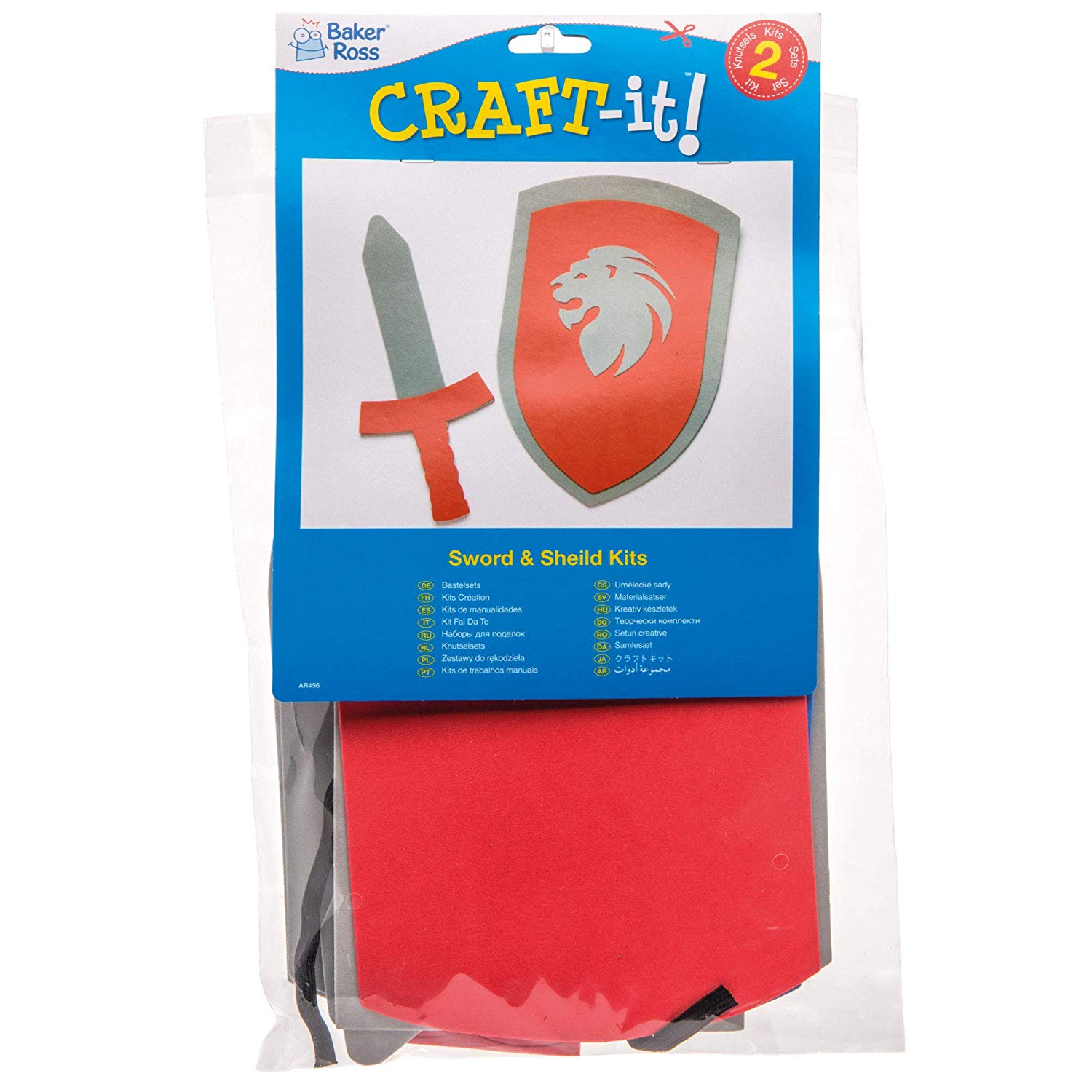 Baker Ross AR456 Kids Sword & Shield Sets (Pack Of 2) Kids To Make, White, 28cm & 27cm, Red - Image 4