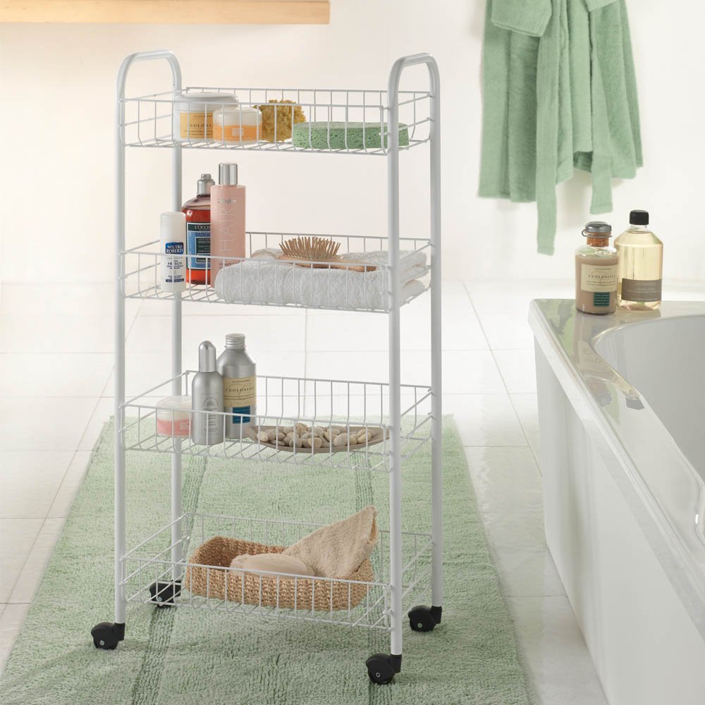 Metaltex Service Trolley Pisa with 4 Stages, Metal, White, 41 x 23 x 84 assembled - Image 4