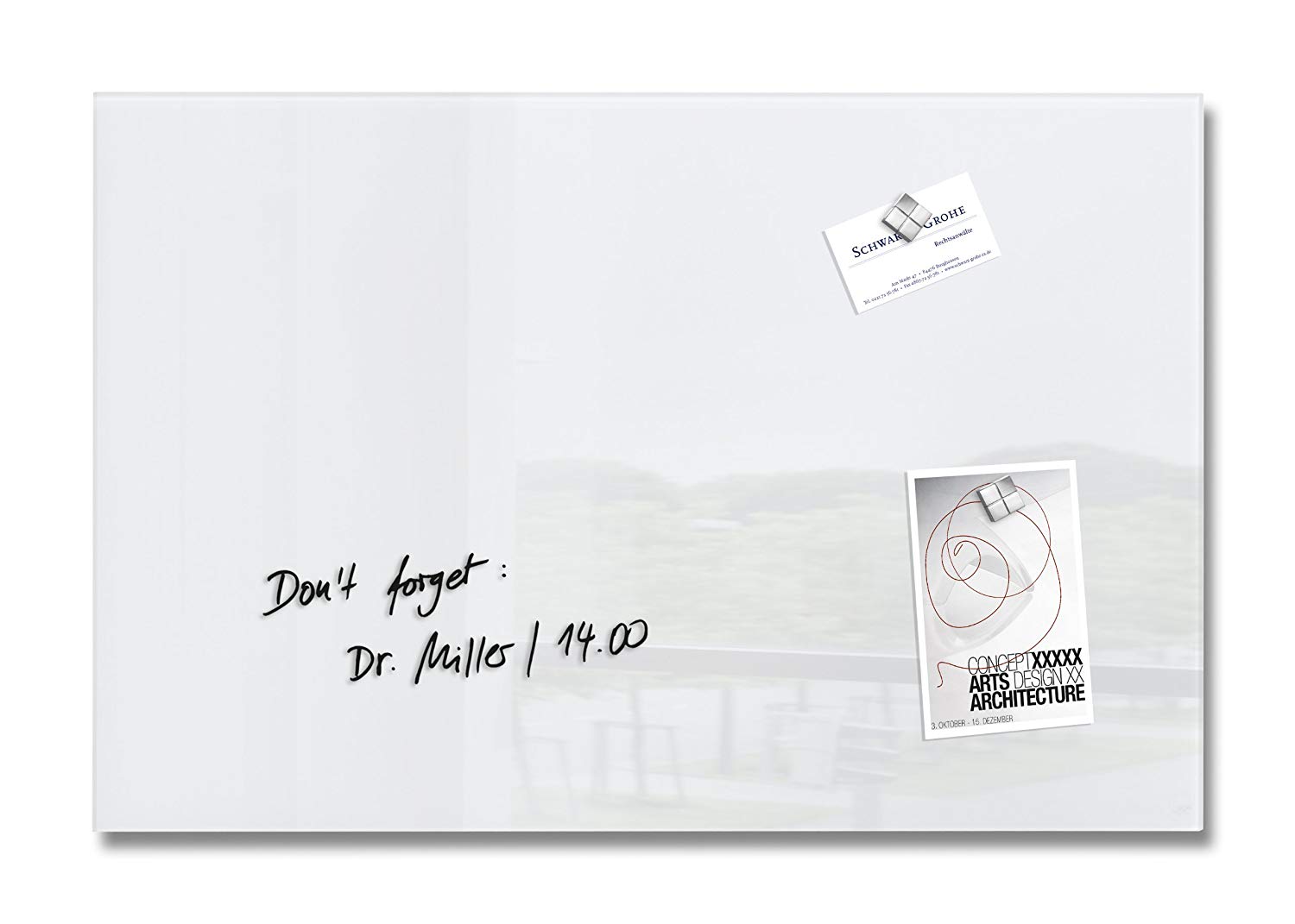 SIGEL GL121 Premium Glass magnetic Board, glossy surface, 60 x 40 cm, easy mounting, super White - Artverum
