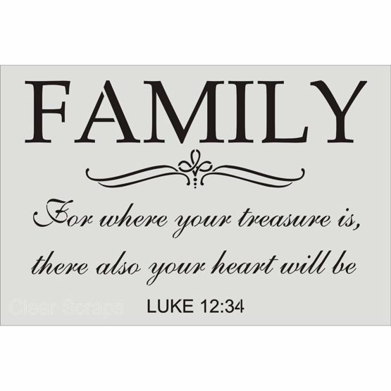 Clear Scraps Clear Scraps Wall Stencils 24-inch x 36-inch Family Luke 12:34, Acrylic, Multicolour