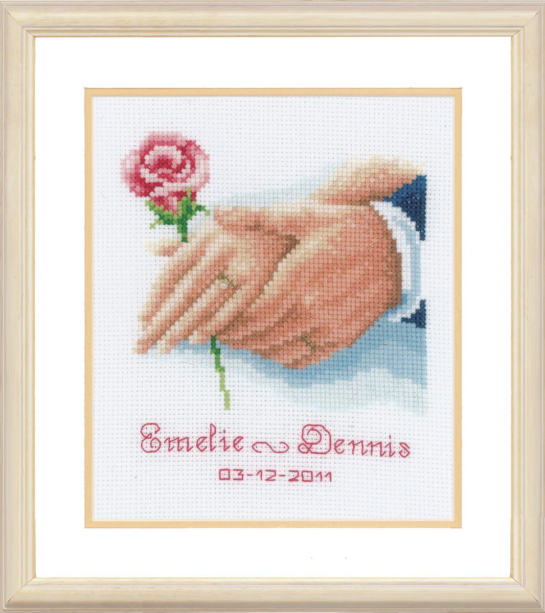 Vervaco Wedding Record Holding Hands Counted Cross Stitch Kit, Multi-Colour, 6.3" x 5.51"