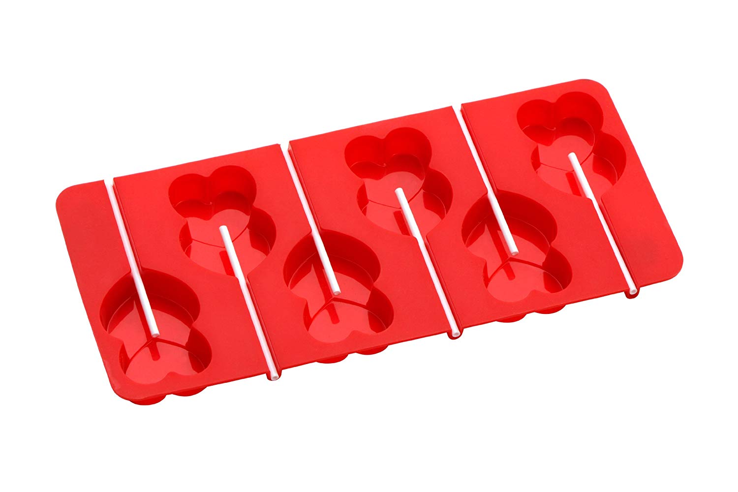Premier Housewares 6 Heart Cake Pop Silicone Mould - Red, 0805239, H2 x W23 x D11cm