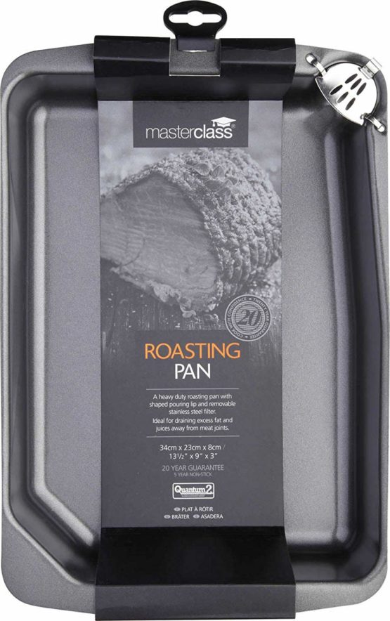 MasterClass Deep Roasting Tin with Pouring Lip and Non Stick PFOA Free Coating, Robust 1 mm Carbon Steel, 34 x 23 cm Roaster - Image 2