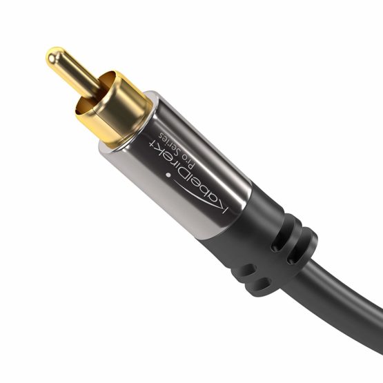 KabelDirekt – 3m – RCA/phono subwoofer lead cable, 1 to 1 RCA/phono, audio/digital/video (coax cable, RCA/phono male/male cinch plugs, for amps/Hi-Fis, audio signals/composite video, 75 ohm, black)
