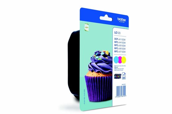 Brother LC-123C/LC-123M/LC-123Y Inkjet Cartridges, Cyan/Magenta/Yellow, Multi-Pack, High Yield, Includes 3 x Inkjet Cartridges, Brother Genuine Supplies