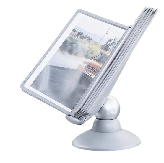 Durable Sherpa Motion Display Unit Rotating with 10 Panels 10 Tabs Titanium Ref 5587/37