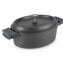 LACOR Oval Cast Aluminium Casserole, Black, 31 x 25 cm