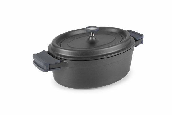 LACOR Oval Cast Aluminium Casserole, Black, 31 x 25 cm