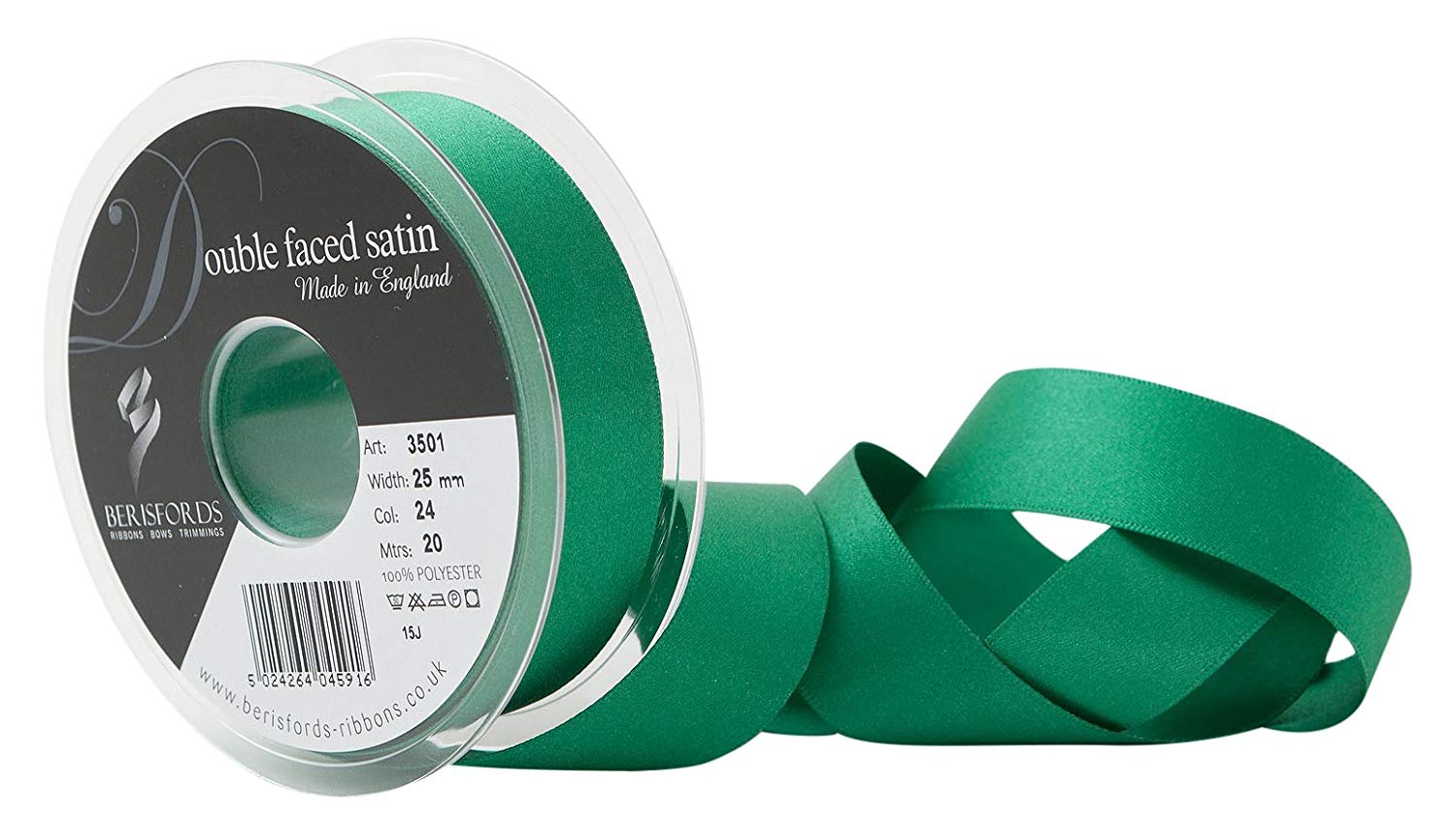 Berisfords Double FACE Poly Satin Ribbon, Bottle, 25 mm