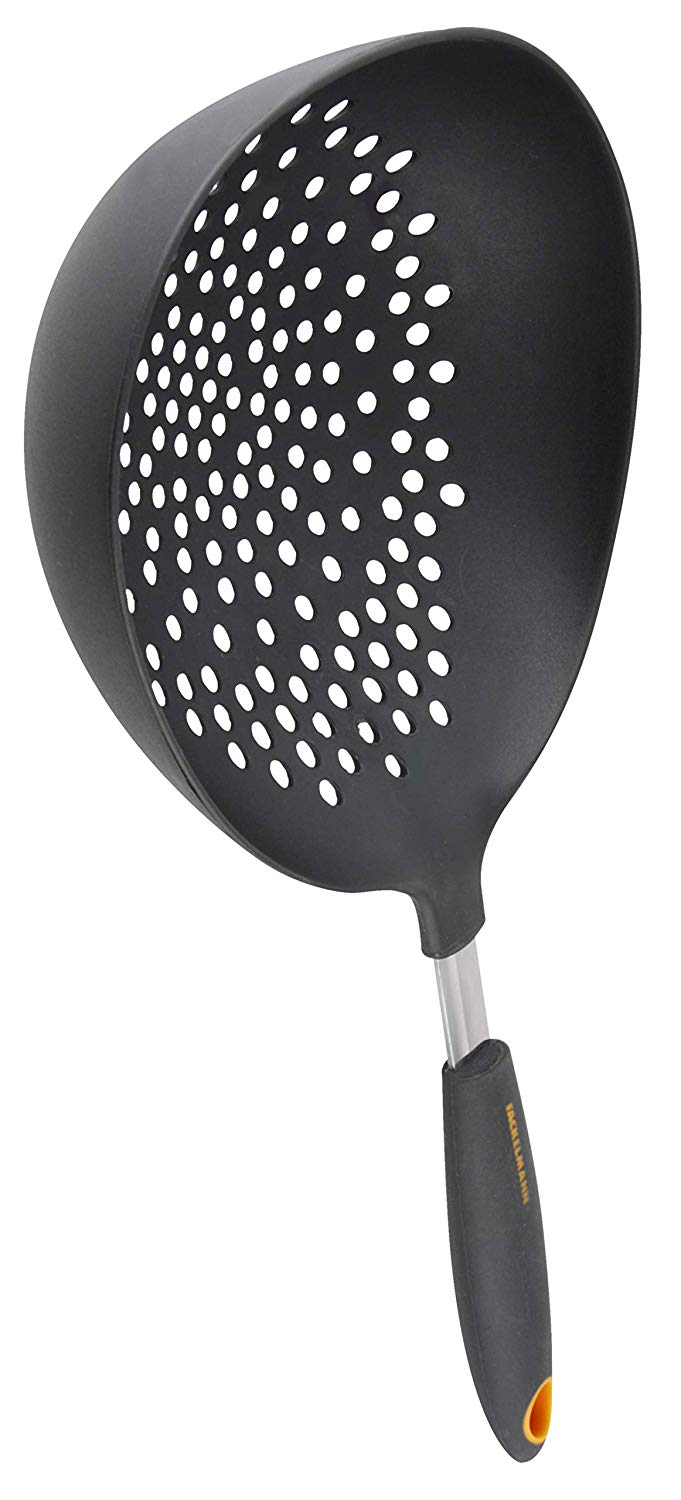 Fackelmann Jumbo Strainer, Soft Grip, 36 cm, Grey/Orange, 36 x 18 x 7 cm - Image 3