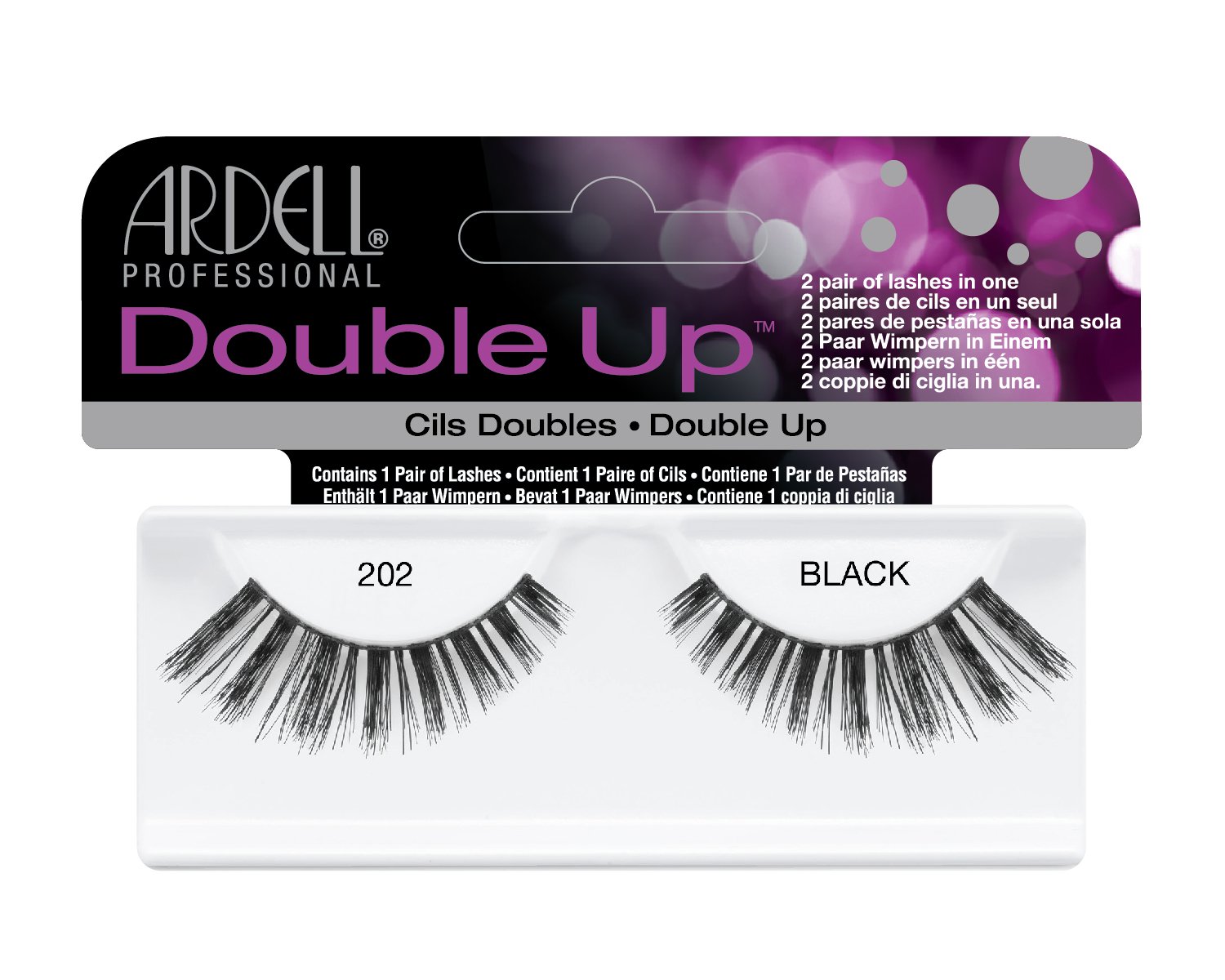 Ardell Glamour 202 Double Up Eye Lashes, Black, 2 count (Pack of 1)