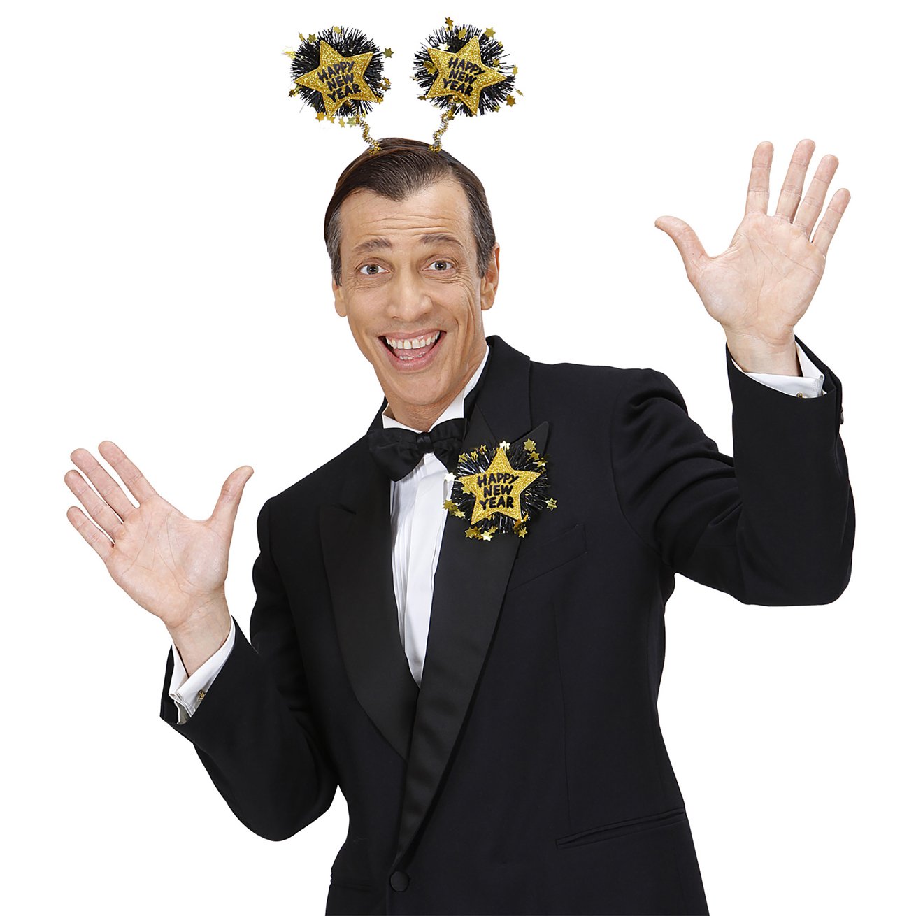 Gold Happy New Year Head Boppers Job Theme Hats Caps & Headwear for Fancy Dress Costumes Accessory - Image 2