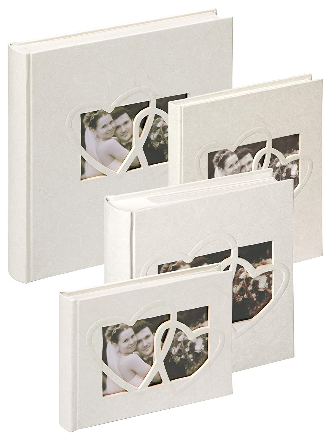 walther design Photo Album White 28 x 30,5 cm Linen Cover with Punched Cover, wedding Album Sweet Heart UH-123 - Image 2