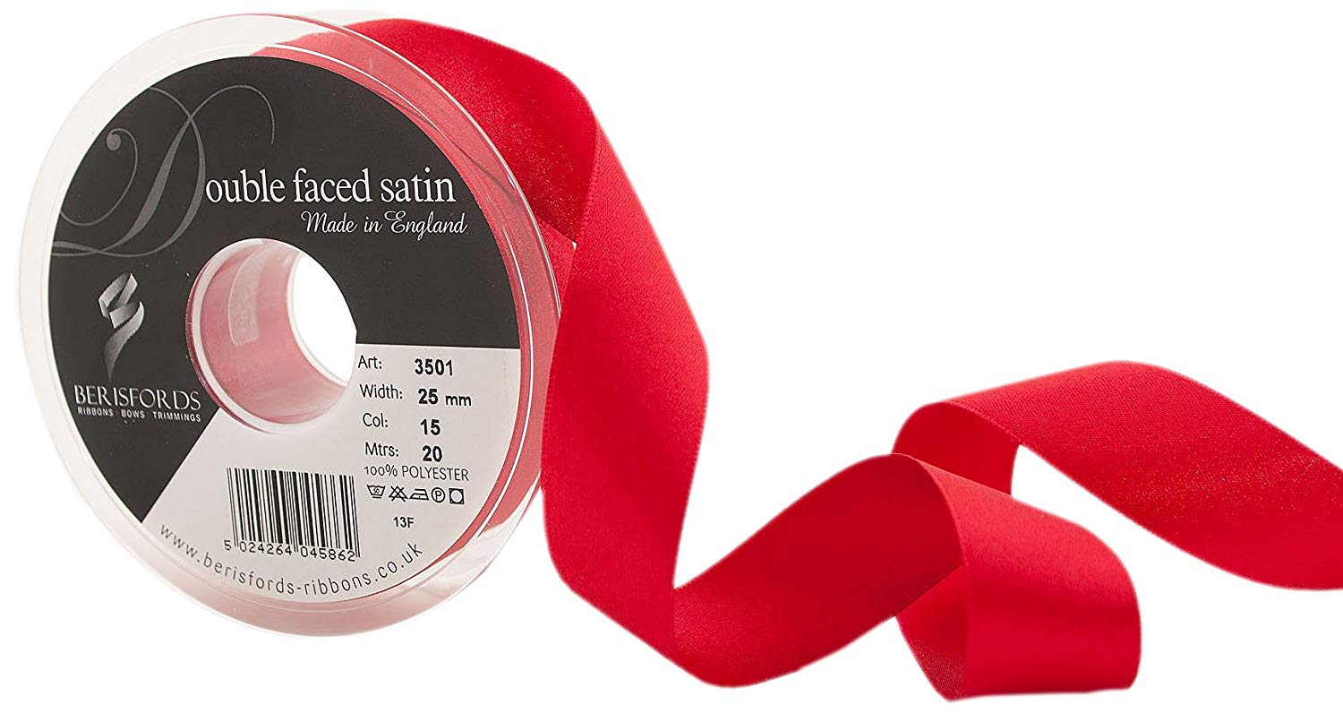 Berisfords Ribbon, 15 Red, 20 m, 3501-Red-25, 25 mm