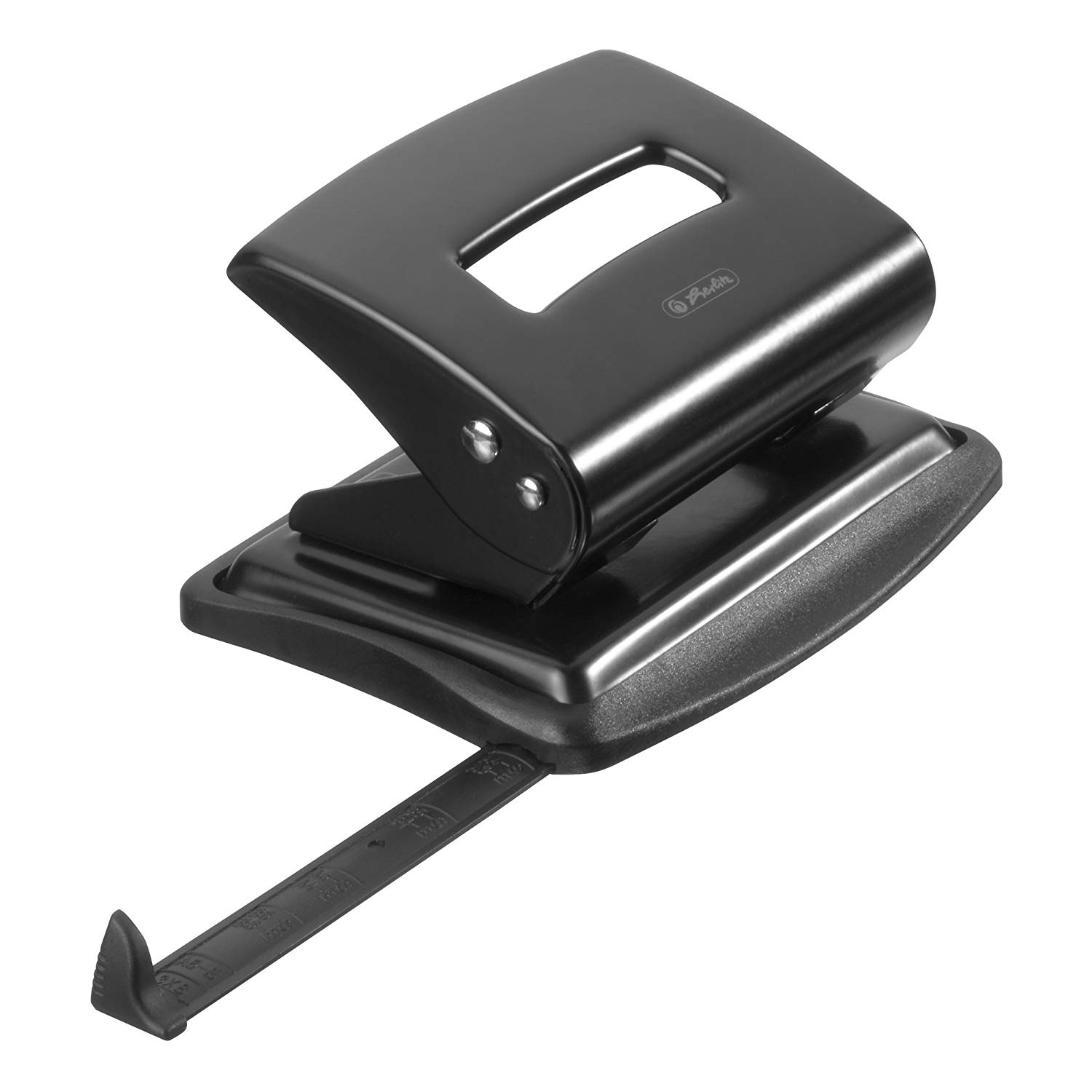 Herlitz 2.0mm Metal Office Punch with Adjustable Paper Guide - Black - Image 2